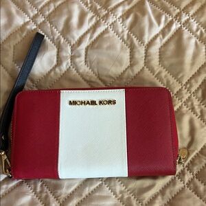 Michael Kors Bold Red and White Wristlet